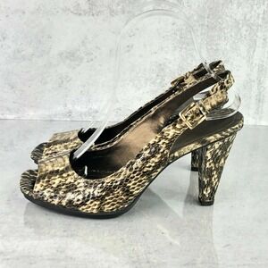 Tahari Jackal Women's Size 7.5M Heels Snakeskin Print Brown